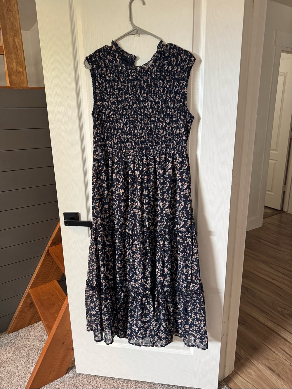 Petal & Pup Navy Floral Smocked Midi Dress